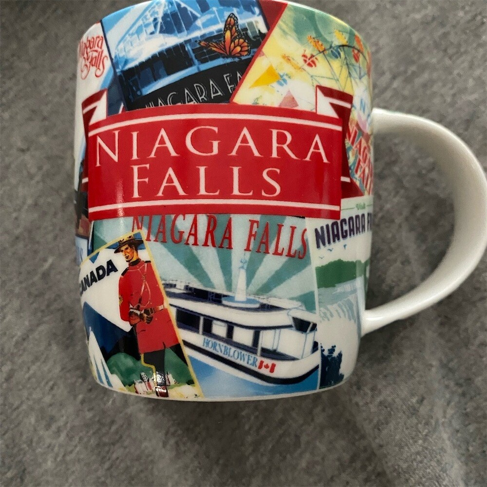 Niagara Falls Souvenir Coffee Mug Postcard Factory Collage Maid of the